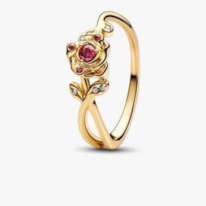 Pandora Gold Ring with Pink Rose Design
